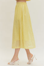 Load image into Gallery viewer, Bottoms Everly | Eyelet Midi Skirt in Lemon
