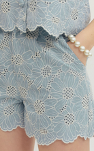 Load image into Gallery viewer, Bottoms Penelope | Chambray Floral Embroidered Shorts
