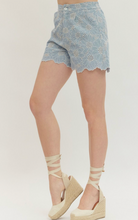 Load image into Gallery viewer, Bottoms Penelope | Chambray Floral Embroidered Shorts
