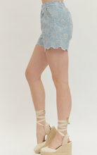 Load image into Gallery viewer, Bottoms Penelope | Chambray Floral Embroidered Shorts
