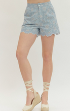 Load image into Gallery viewer, Bottoms Penelope | Chambray Floral Embroidered Shorts
