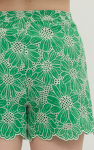 Load image into Gallery viewer, Bottoms Penelope | Green Floral Embroidered Shorts
