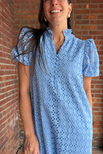 Load image into Gallery viewer, Dresses Alma | Blue Eyelet Midi Dress

