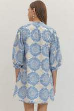 Load image into Gallery viewer, Dresses Evelyn | Blue Print Puff Sleeve Dress
