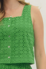 Load image into Gallery viewer, Tops Everly | Eyelet Sleeveless Top in Green
