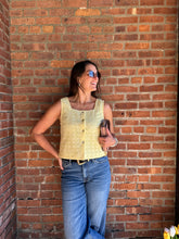 Load image into Gallery viewer, Tops Everly | Eyelet Sleeveless Top in Lemon
