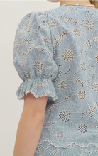 Load image into Gallery viewer, Tops Penelope | Chambray Floral Embroidered Top
