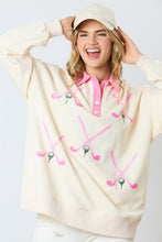 Load image into Gallery viewer, Tops Sequin Golf Club Long Sleeve | Pink Large
