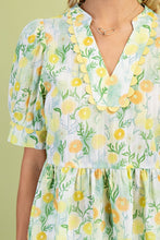 Load image into Gallery viewer, Tops Athena | Lime Floral Short Sleeve Blouse
