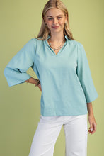 Load image into Gallery viewer, Tops Shannon | Seafoam Ruffled Neck Blouse
