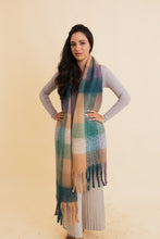 Load image into Gallery viewer, Fuzzy Checkered Scarf | Green Multi
