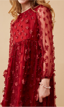 Load image into Gallery viewer, Youth Clothing Burgundy  | Girls Floral dress with 3D flowers
