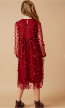 Load image into Gallery viewer, Youth Clothing Burgundy  | Girls Floral dress with 3D flowers
