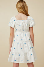 Load image into Gallery viewer, Youth Clothing Julia Dress | Girls Floral Embroidered Puff Sleeve Square Neck
