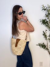 Load image into Gallery viewer, Bags Gloria Seagrass Crossbody w/ Vegan Leather Accents: Ivory
