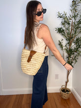 Load image into Gallery viewer, Bags Gloria Seagrass Crossbody w/ Vegan Leather Accents: Ivory
