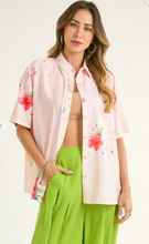 Load image into Gallery viewer, Tops Hibiscus Floral Print Button Down Top Blouse
