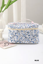 Load image into Gallery viewer, Bags Blue Ditsy Quilted Floral Travel Makeup Bag
