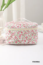 Load image into Gallery viewer, Bags Pink Ditsy Quilted Floral Travel Makeup Bag

