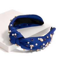 Load image into Gallery viewer, Baseball Accessories Baseball Knotted Headband | Blue
