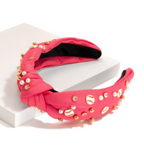 Load image into Gallery viewer, Baseball Accessories Baseball Knotted Headband | Pink

