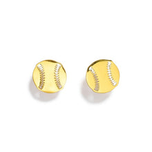 Load image into Gallery viewer, Baseball Jewelry Gold Baseball Stud Earrings

