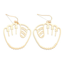 Load image into Gallery viewer, Baseball Jewelry Gold Metal Baseball Glove Drop Earrings

