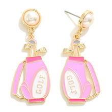 Load image into Gallery viewer, Jewelry Rose Golf Bag Enamel Earring
