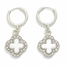 Load image into Gallery viewer, Jewelry Silver Clover Huggie Earrings
