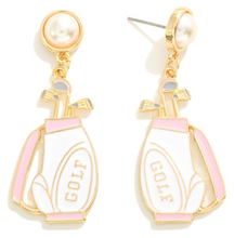 Load image into Gallery viewer, Jewelry White Golf Bag Enamel Earring
