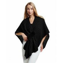 Load image into Gallery viewer, Ruana Wraps Black Karlie Wrap With Faux Fur Strap
