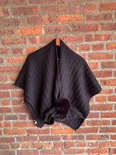 Load image into Gallery viewer, Ruana Wraps Black Karlie Wrap With Faux Fur Strap
