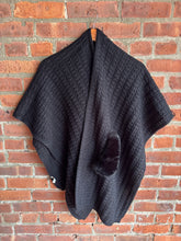 Load image into Gallery viewer, Ruana Wraps Black Karlie Wrap With Faux Fur Strap
