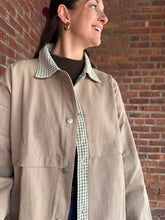 Load image into Gallery viewer, Coats &amp; Jackets Ashley Shacket with Gingham Trim | Taupe
