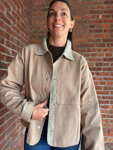 Load image into Gallery viewer, Coats &amp; Jackets Ashley Shacket with Gingham Trim | Taupe
