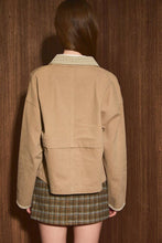 Load image into Gallery viewer, SHACKET WITH GINGHAM CONTRAST DETAILING: TAUPE-OLIVE GINGHAM / M
