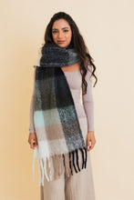Load image into Gallery viewer, Fuzzy Checkered Scarf | Black

