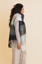 Load image into Gallery viewer, Fuzzy Checkered Scarf | Black
