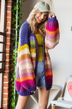 Load image into Gallery viewer, Sweater Chunky Striped Cardigan | Purple
