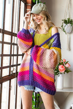 Load image into Gallery viewer, Sweater Chunky Striped Cardigan | Purple

