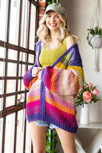 Load image into Gallery viewer, Sweater Chunky Striped Cardigan | Purple
