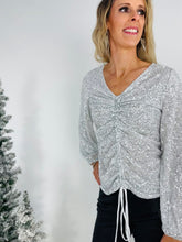 Load image into Gallery viewer, Tops Lets Party Sequin Top | Silver
