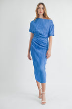 Load image into Gallery viewer, Dresses Cynthia | Blue | One shoulder pleated midi dress
