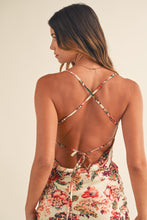 Load image into Gallery viewer, Dresses Kendra | Satin floral print back lace up strap cowl neck midi dress
