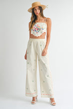 Load image into Gallery viewer, One PC And Sets Embroidered Scarf Top Pant Set | Beige
