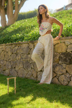Load image into Gallery viewer, One PC And Sets Embroidered Scarf Top Pant Set | Beige
