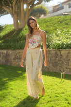 Load image into Gallery viewer, One PC And Sets Embroidered Scarf Top Pant Set | Beige
