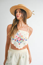 Load image into Gallery viewer, One PC And Sets Embroidered Scarf Top Pant Set | Beige

