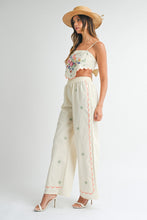 Load image into Gallery viewer, One PC And Sets Embroidered Scarf Top Pant Set | Beige
