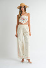 Load image into Gallery viewer, One PC And Sets Embroidered Scarf Top Pant Set | Beige
